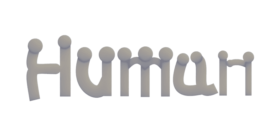 Word "Human" made of small figure humans