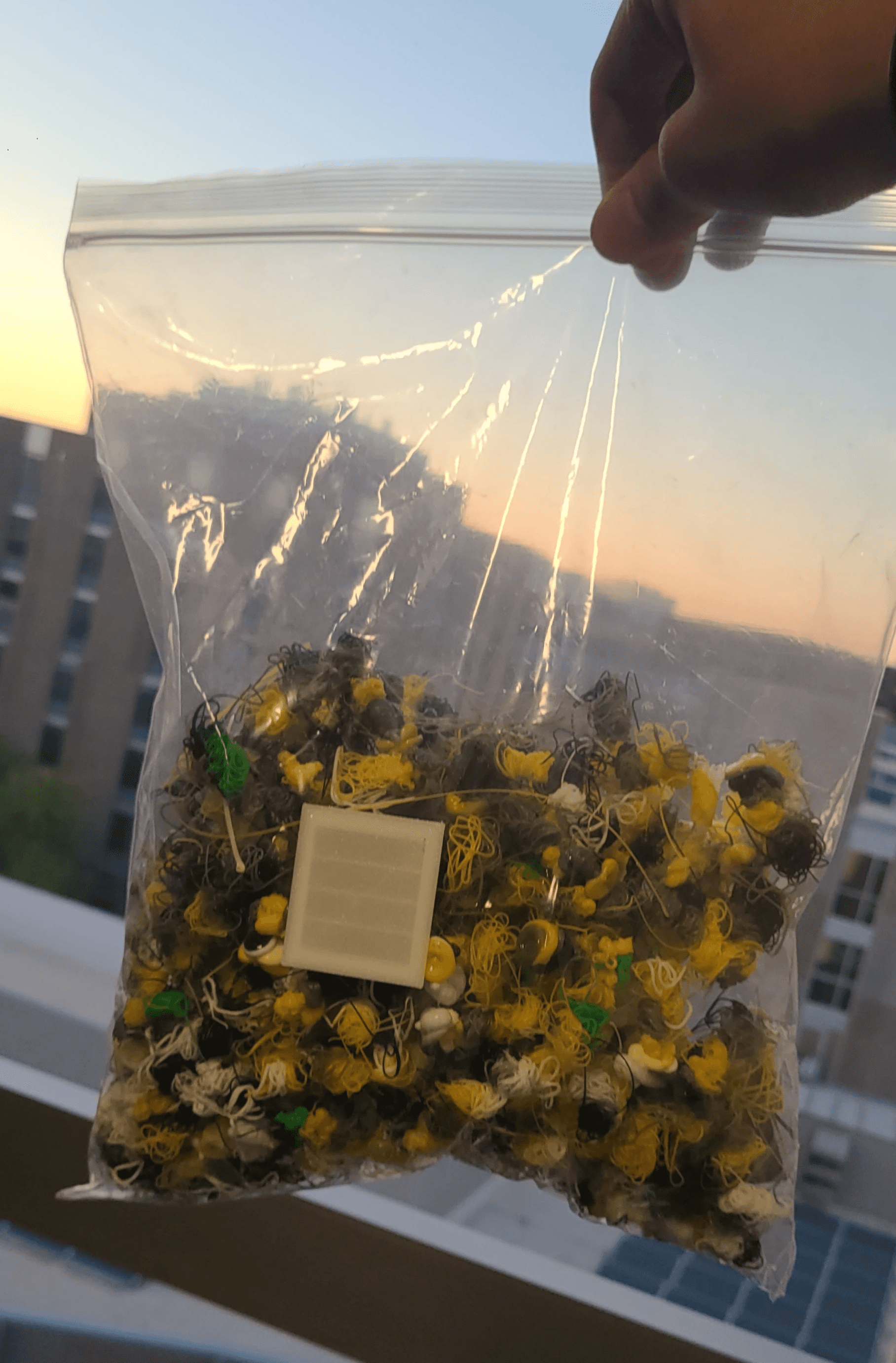 Bag full of purge waste from multi-color print color changes